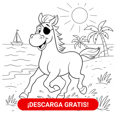 GRATIS Hoja de Colorear - Caballo Colorete en la Playa - Audaz Editorial