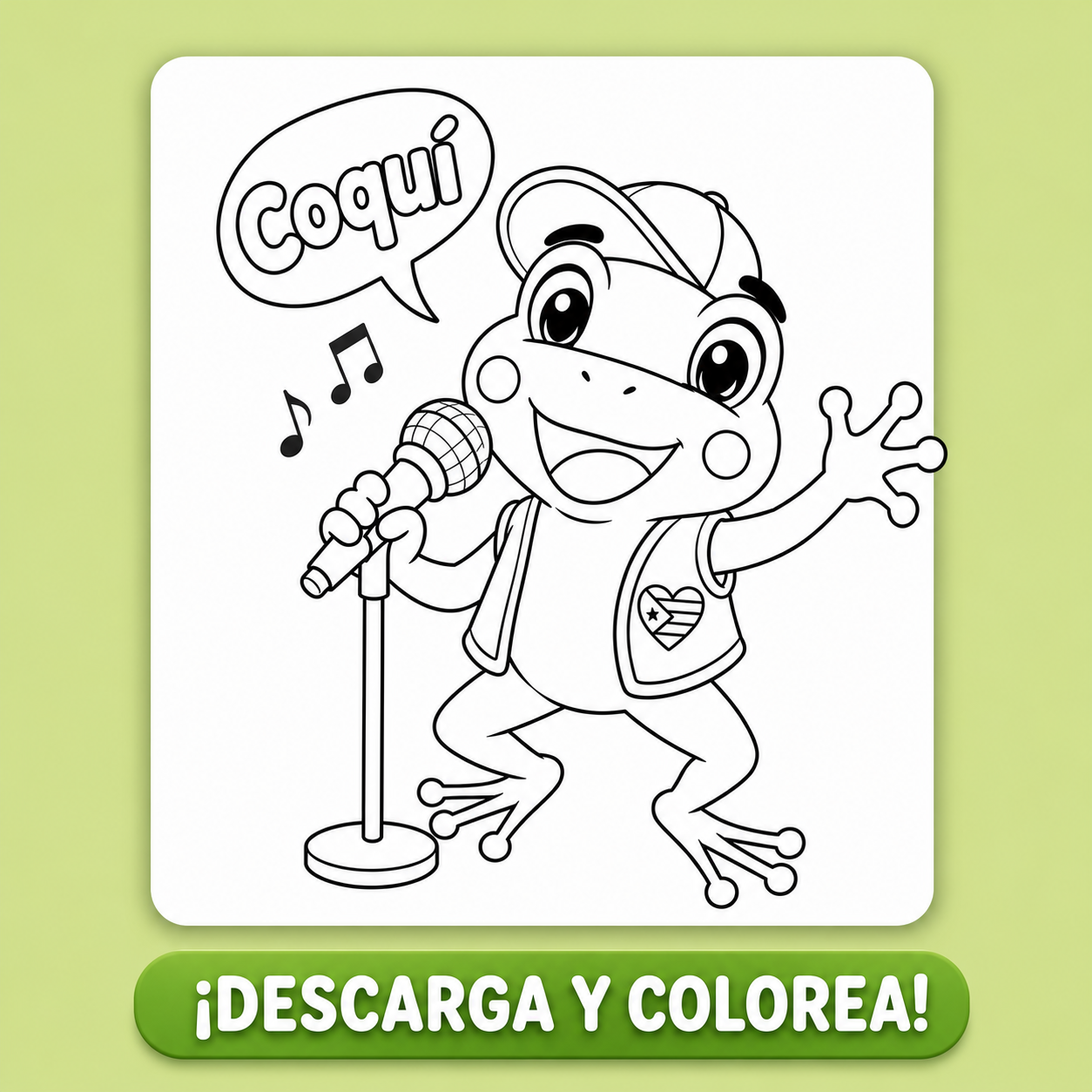 Hoja de Colorear - Coquí Cantando
