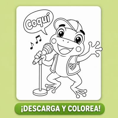 Hoja de Colorear - Coquí Cantando