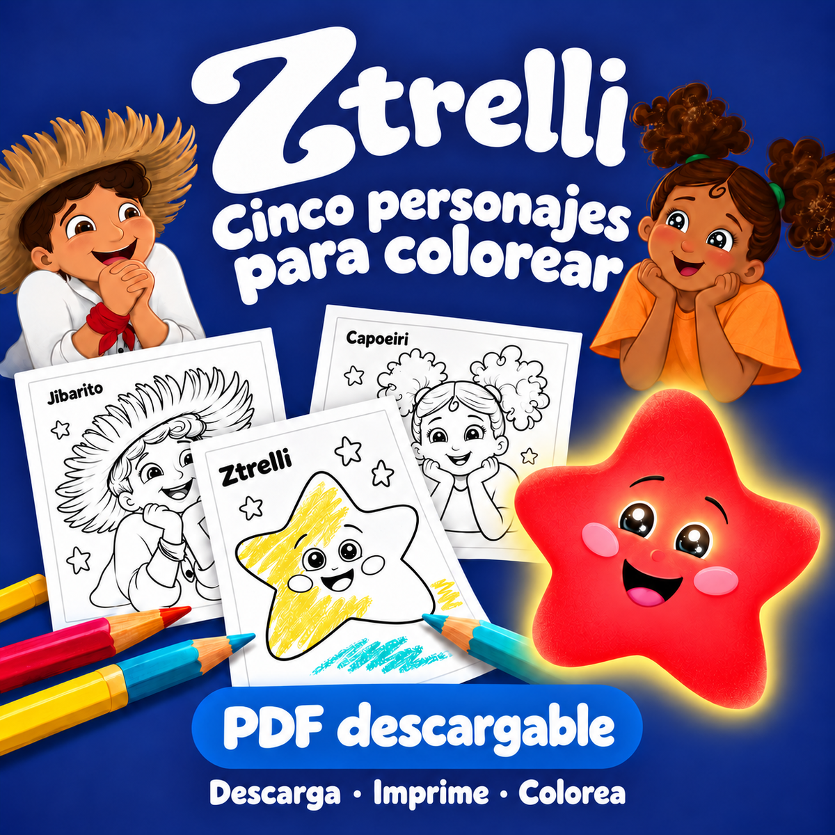 Download GRATIS | Ztrelli – Personajes para Colorear